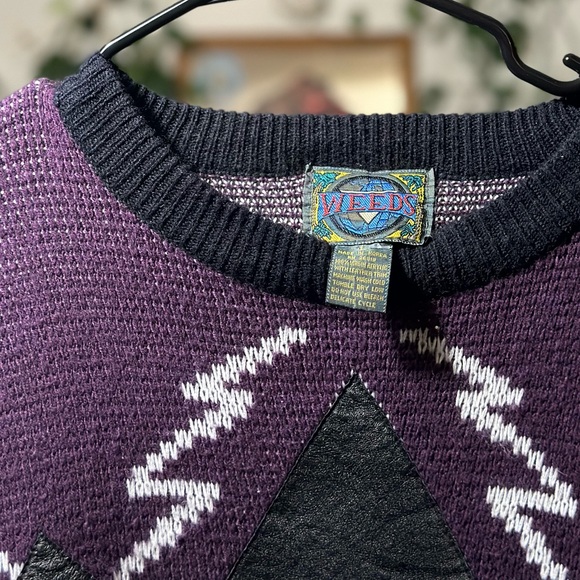 Vintage Weeds Patterned 100% Virgin Acrylic Sweater Size: Large - Picture 3 of 5